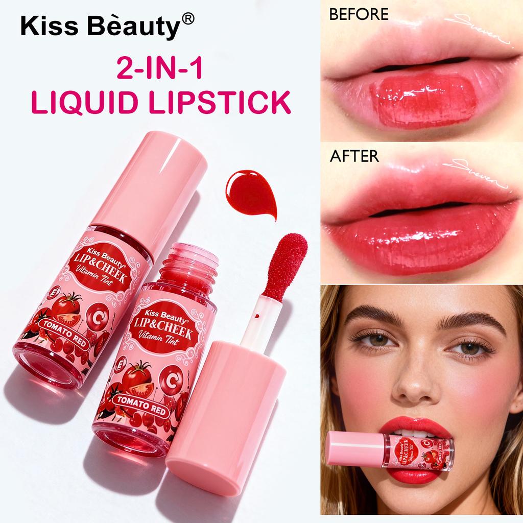 Kiss Beauty Блеск для губ румяна жидкая помада для губ и щек двойного назначения тон лица натуральное отбеливание блеск для губ