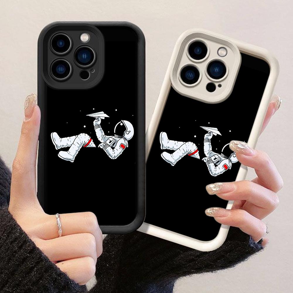 JT199 Милый Астронавт в Космосе для iPhone 17 16 15 14 Pro Max Samsung S26 S25 Ultra A17 A16 A07 A56 A06 Xiaomi 15T Redmi 15c 14C Note 13 Мягкий ТПУ Чехол
