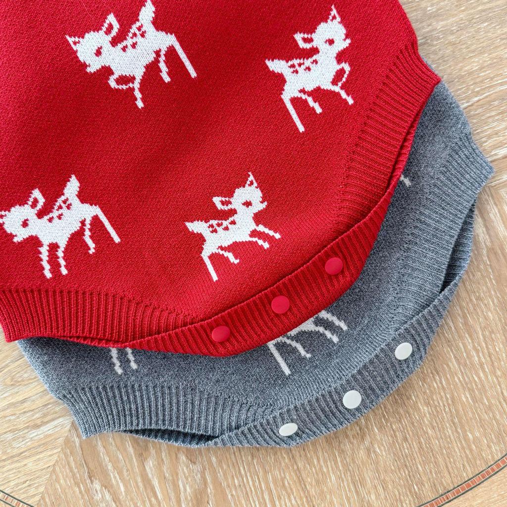 Комплект вязаного жаккардового ромпера и кардигана с оленями для младенцев, для мальчиков и девочек - Осень/Зима