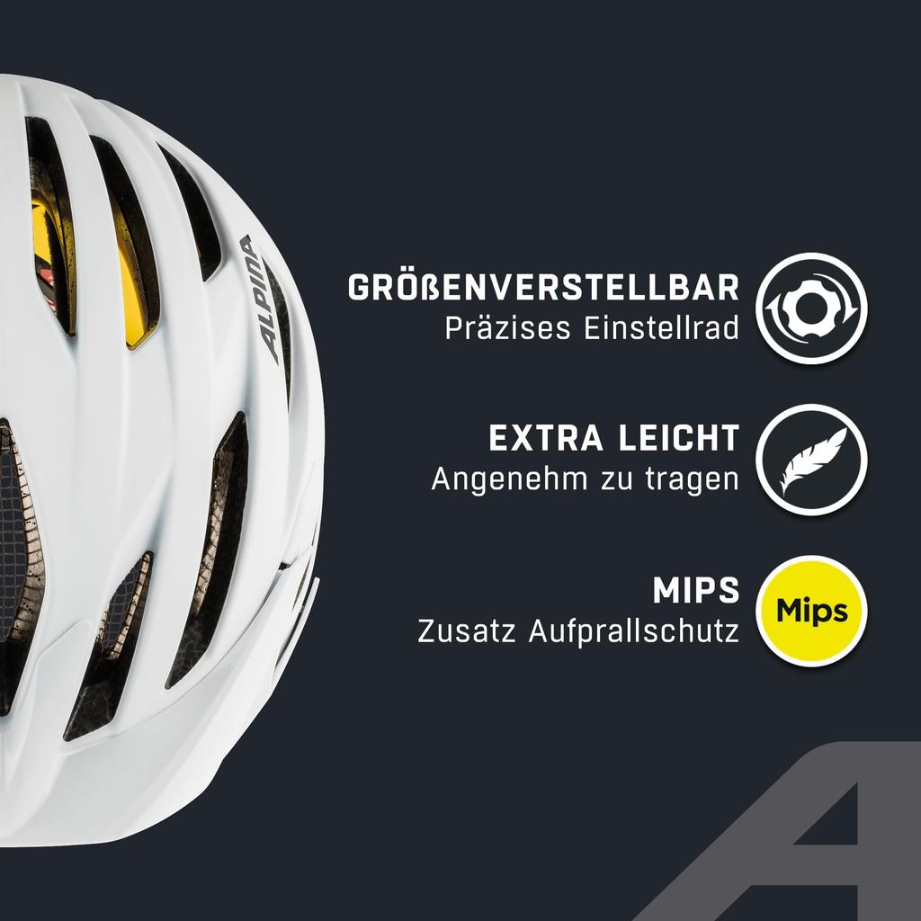 ALPINA MIPS Bicycle Adjustable CE Made In DELFT MIPS Cm Helmet, Size, Certified, Germany, / 55-59