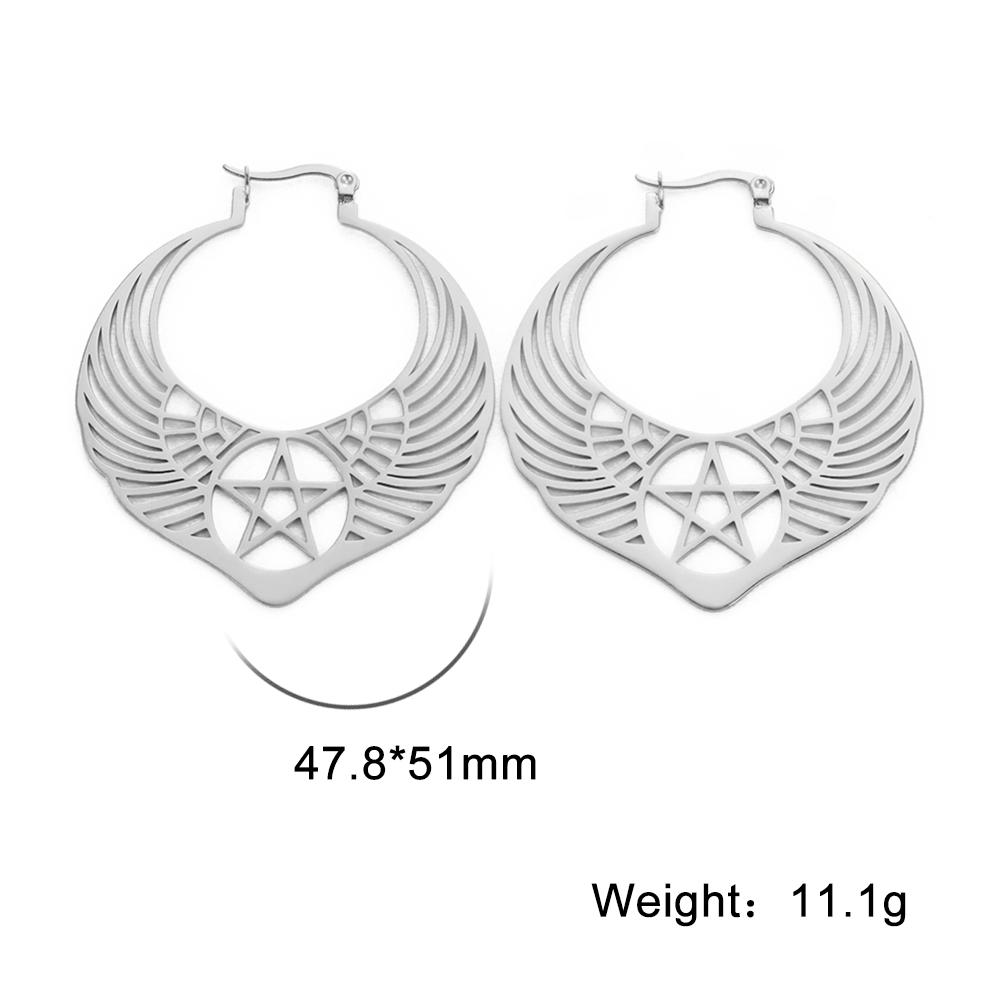 Stainless Steel Pentagram Hoop Earrings for Women Gothic Witchy Star Dangle Earrings Trend Amulet Jewelry