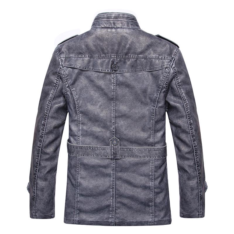 Мужская кожаная куртка Slim Fit мотоциклетное повседневное теплое пальто