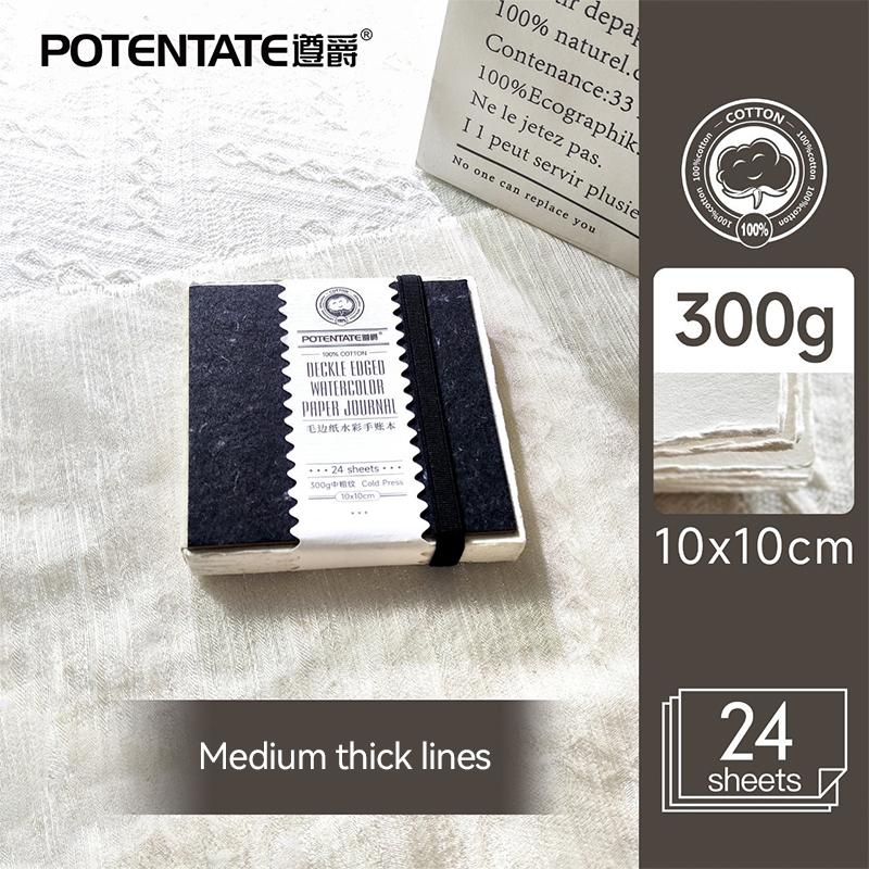 POTENTATE Блок для акварели 100% Хлопок 24 Листа 300г 10см/10x19см/19см Художники Новички Акварельный скетчбук Бумага для рисования