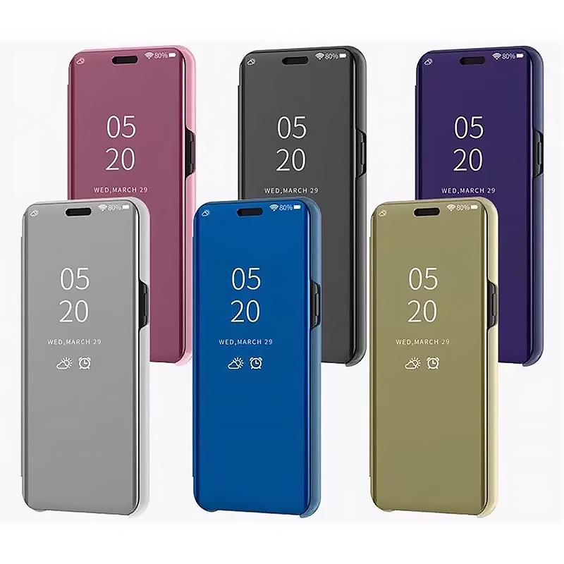 Умная книжка-чехол с зеркальной крышкой для Samsung Galaxy A16 A26 A36 A56 A55 A35 A15 A54 S22 S23 FE S24 Ultra Plus S25 Edge PU Чехол