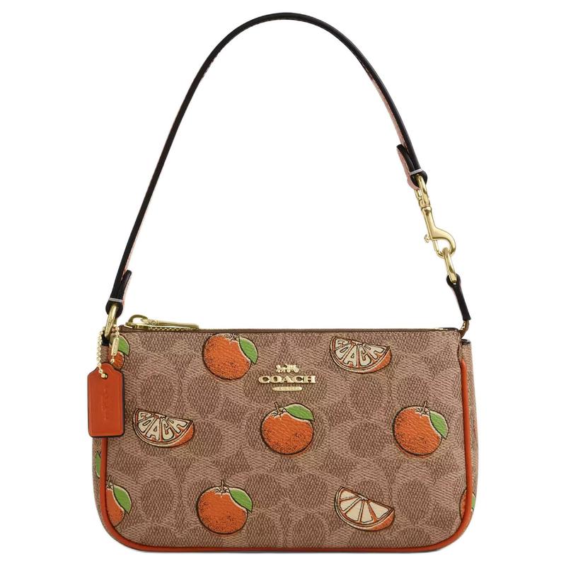 Coach Nolita 19 Классическая Сумка для Маджонга из Покрытого Холста с Фруктовым Принтом Сумка через Плечо Сумка для Руки Маленькая Женская Модель Коричневый и Смешанные Цвета