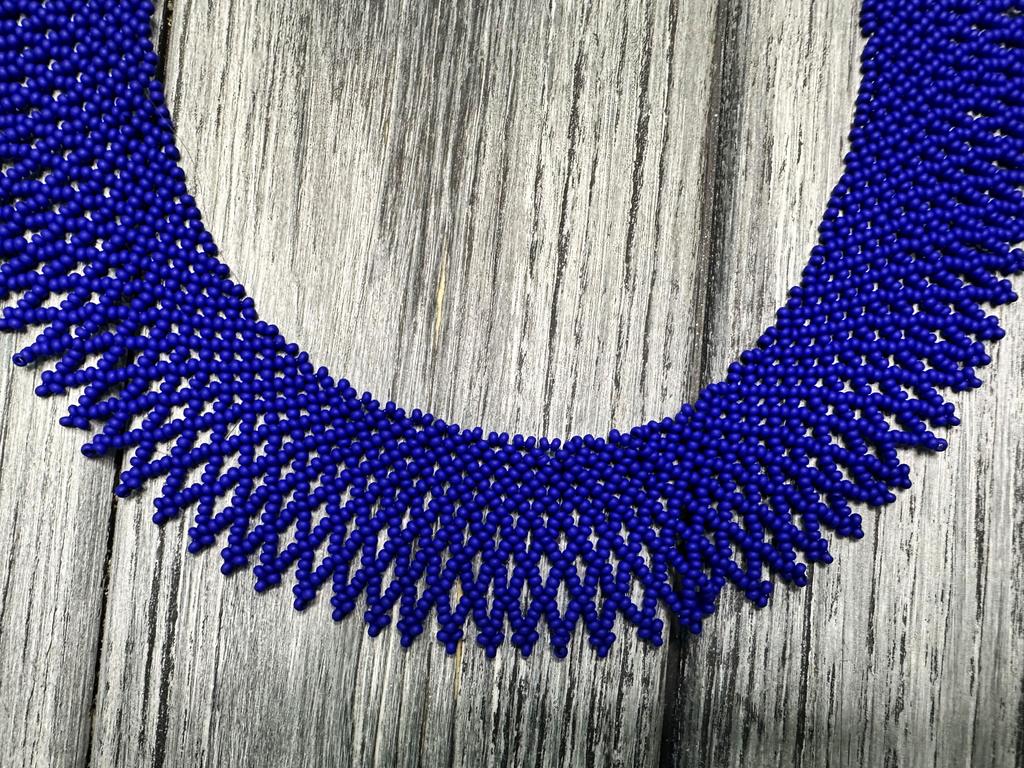 Колье-силянка из чешского матового бисера HatynkaUA Necklace ожерелье ручной работы к вышиванке Синий (SUN999_54)
