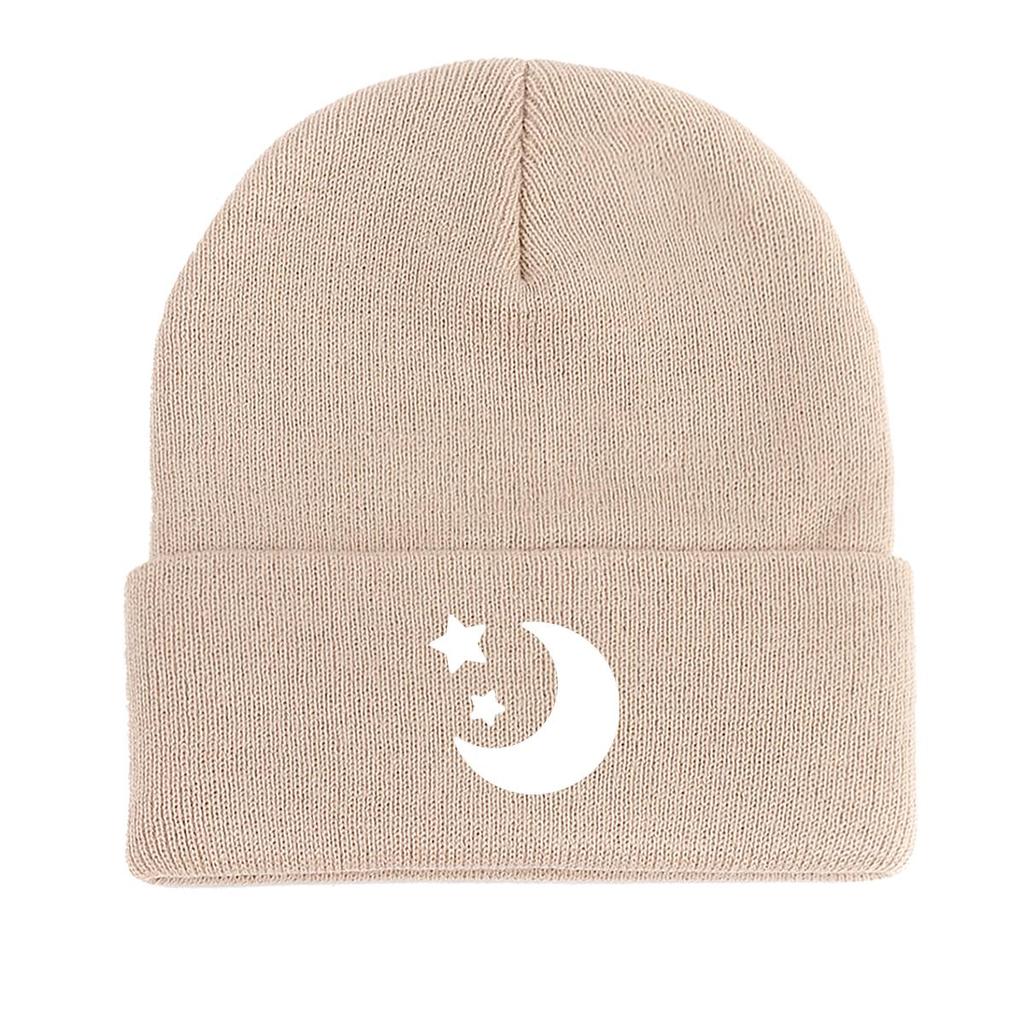 Белая луна звезды зимняя вязаная шапка шапка, шапка с черепом уютная манжета простые шапки с помпоном вязаная шапка шапка