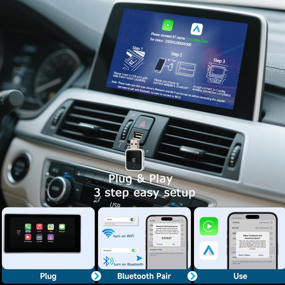 2026 Беспроводной адаптер CarPlay и Android Auto: Проводное к беспроводному соединение