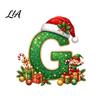 Personalized Secret Santa Present 26 Alphabet Christmas Ornament with Hat Elf Design, Acrylic Initial for Xmas Hanging Decor Tree Mantel And