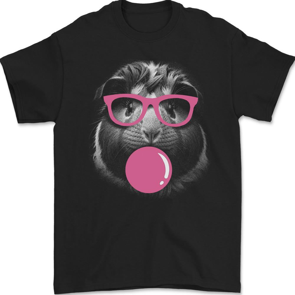 Guinea Pig With Bubble Gum and Glasses Mens Gildan Cotton T-Shirt Unisex T-Shirt