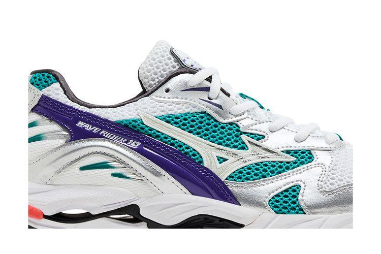 Мужские кроссовки Mizuno Wave Rider 10 Белый Серебристый Бирюзовый Фиолетовый Белый/Бирюзовый/Фиолетовый