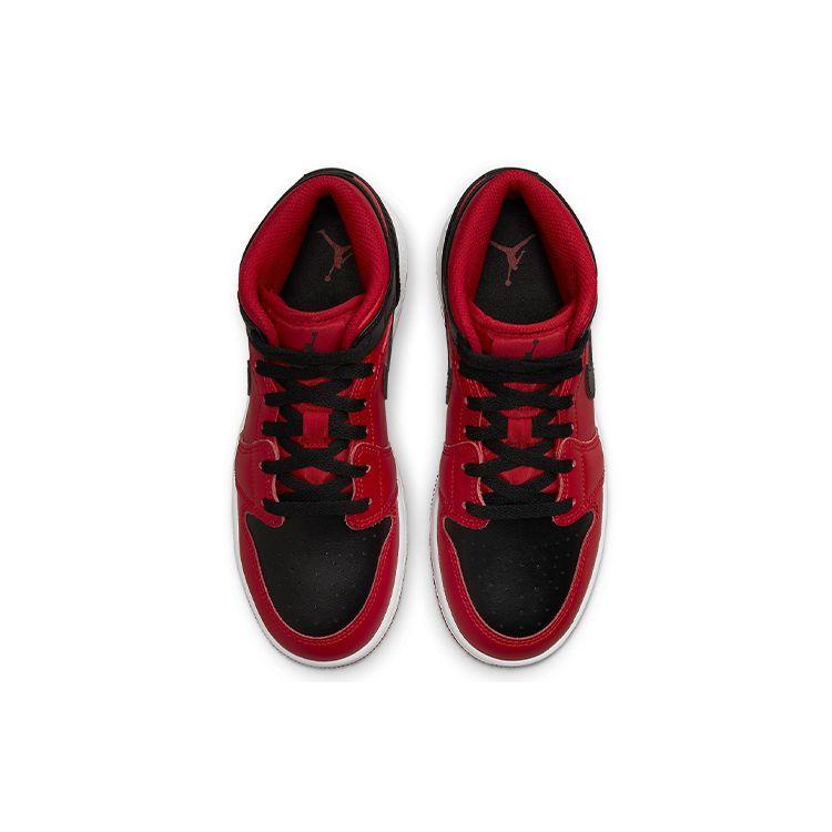 Мужские кроссовки Air Jordan 1 Mid Reverse Bred Gym-Red Black White 554724-660