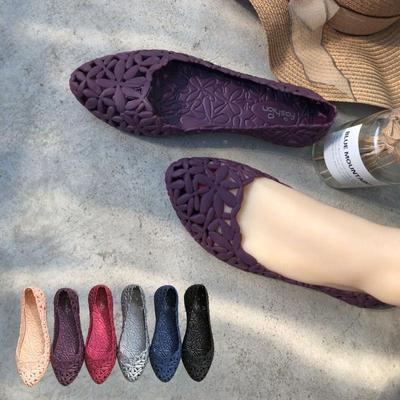 Однотонная непромокаемая непромокаемая обувь с цветком сливы, маленькая прозрачная пластиковая обувь с острым носком, дышащая пляжная туристическая обувь для отдыха