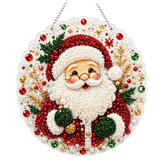 Acrylic Hanging Ornaments Christmas Rhinestone Painting Kit, DIY Wreath Art Craft for Adults, Double Kit Adults Sided Window Ornament, Gem Board Wall