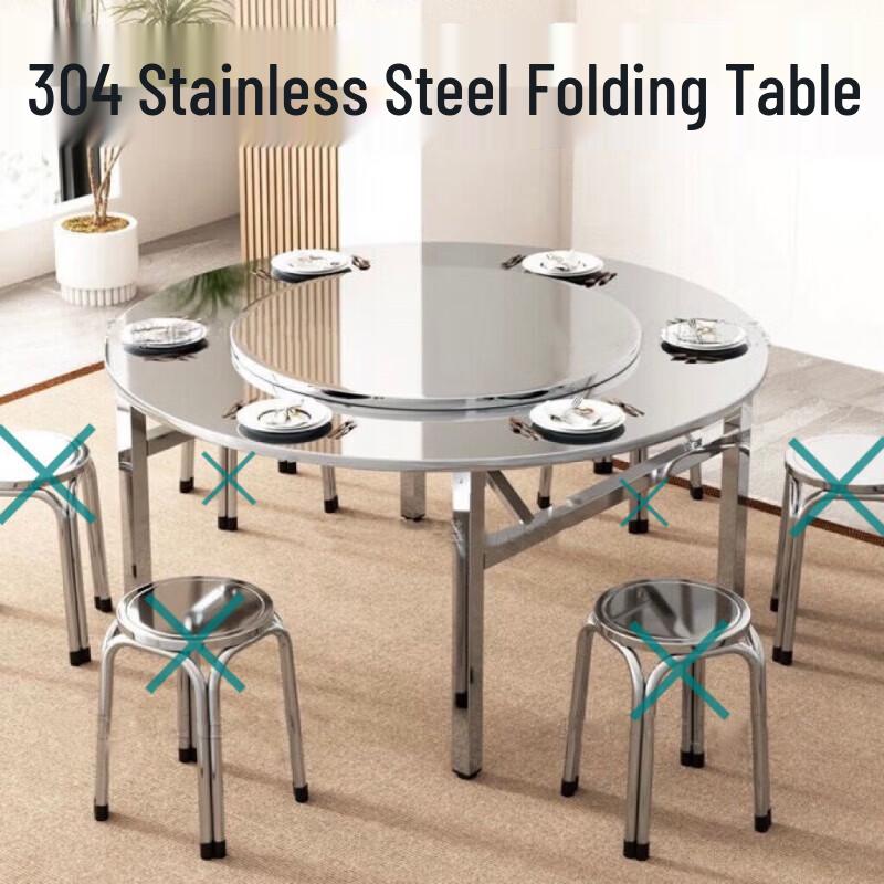 JINGGENG 304 Stainless Steel Folding Round Dining Table