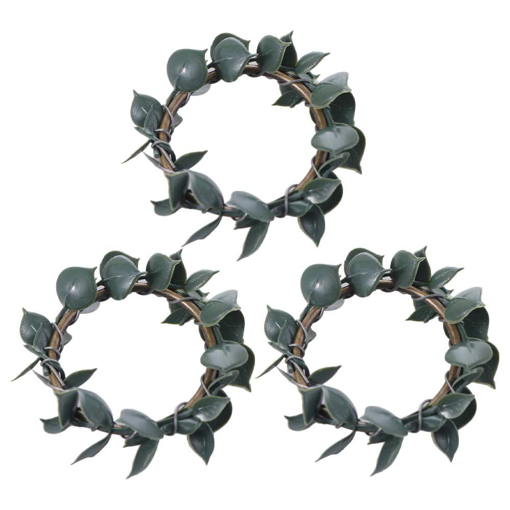 3pcs Rustic Artificial Plant Napkin Rings Simulation Napkin Buckles  Dinner Table
