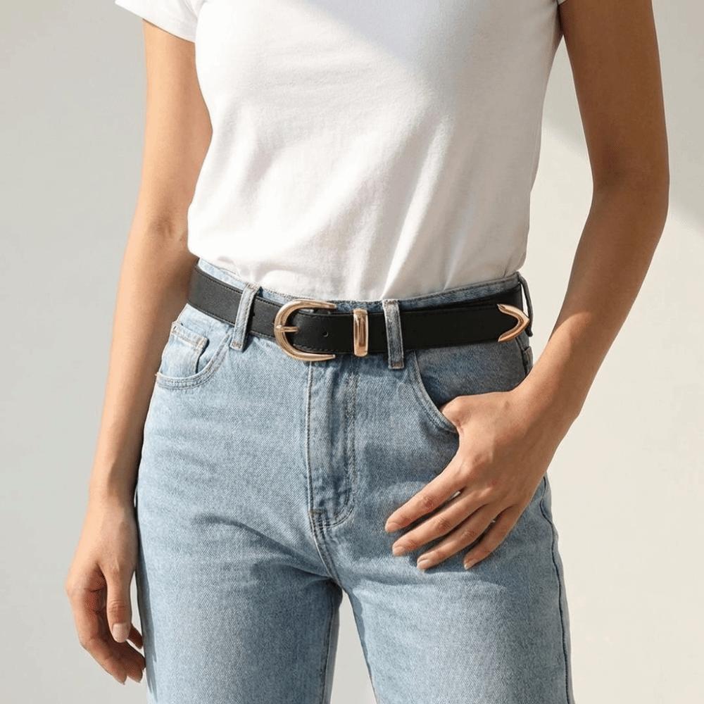Metal Women Waistband Punk Trousers Belt Cool PU Leather Belt Male