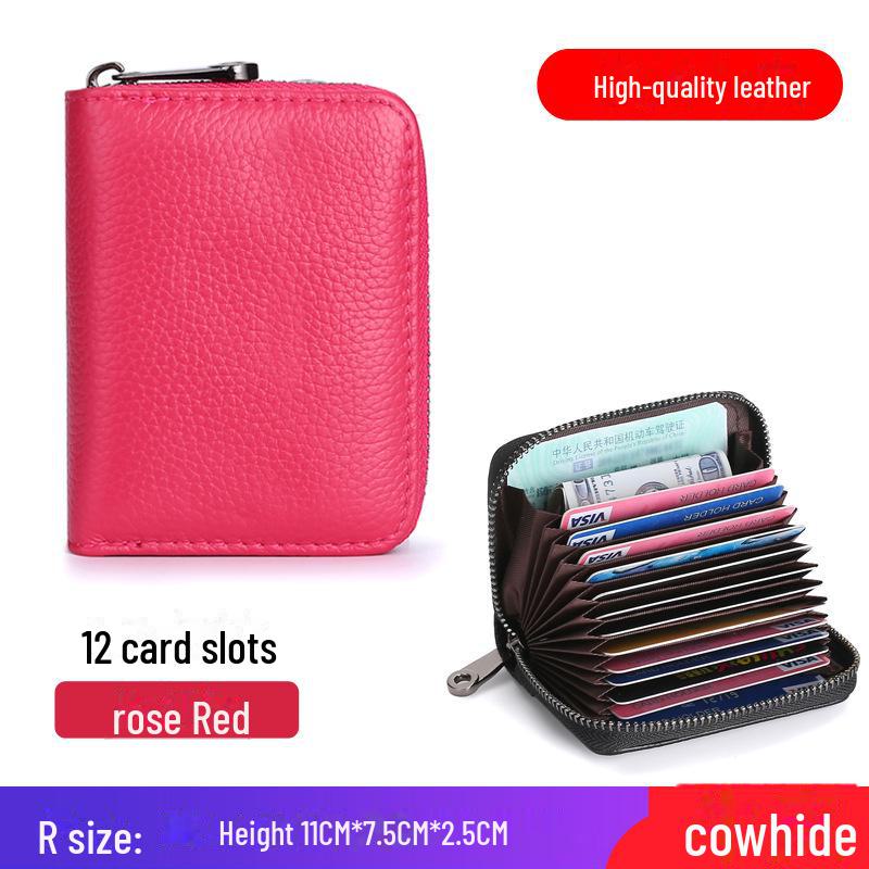 Мужской и женский тонкий держатель карт из натуральной кожи с большой емкостью и защитой от размагничивания