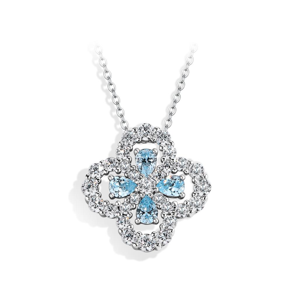 Silver Moissanite Diamond Loop Full Motif Pendant Clover Diamond White Gold Necklaces for Women Girls Jewelry Gift