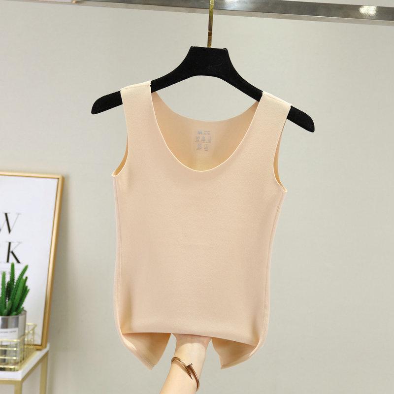 Женский облегающий двусторонний флисовый жилет с бесшовной хлопковой низкой - теплая осенне-зимняя согревающая майка