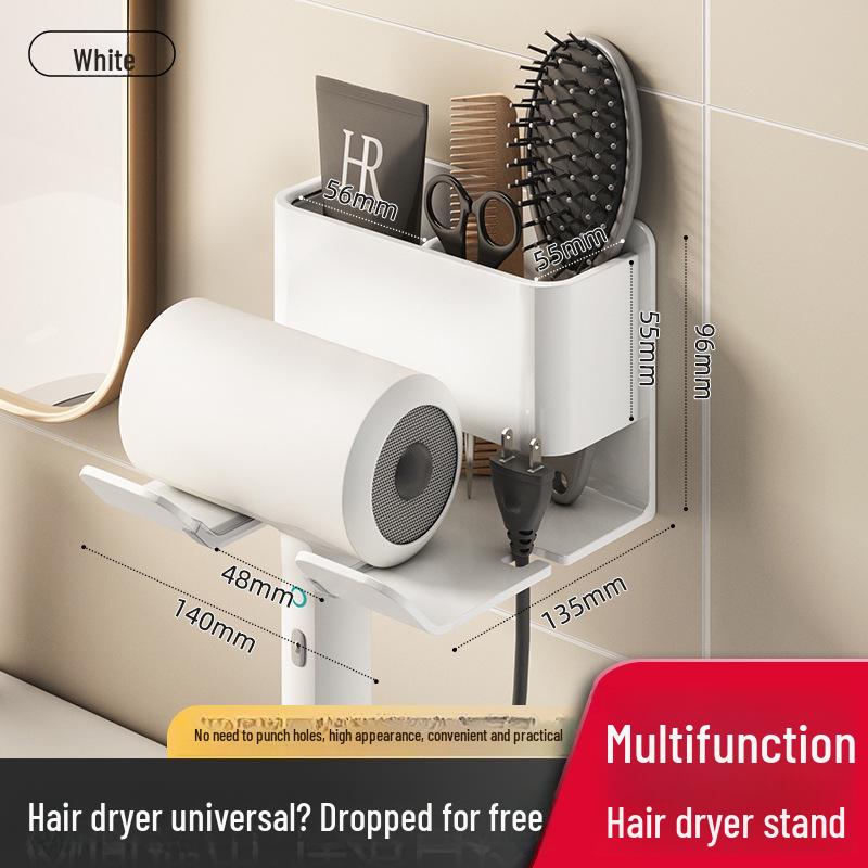 Настенный держатель для фена без отверстий для хранения в ванной комнате