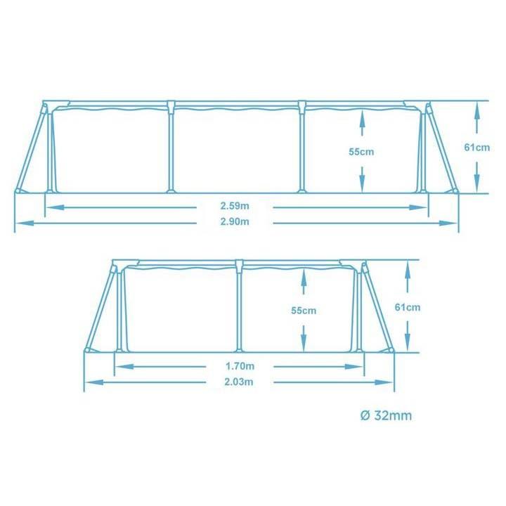 Каркасный садовый бассейн 259x170x61 см Набор 15-в-1 Bestway 56403N