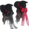 Halloween Party Witch Cap Cosplay Wizard Hat Punk Style Bowknot Rose Hat Party Costume Headwear Lady Festival Headdress