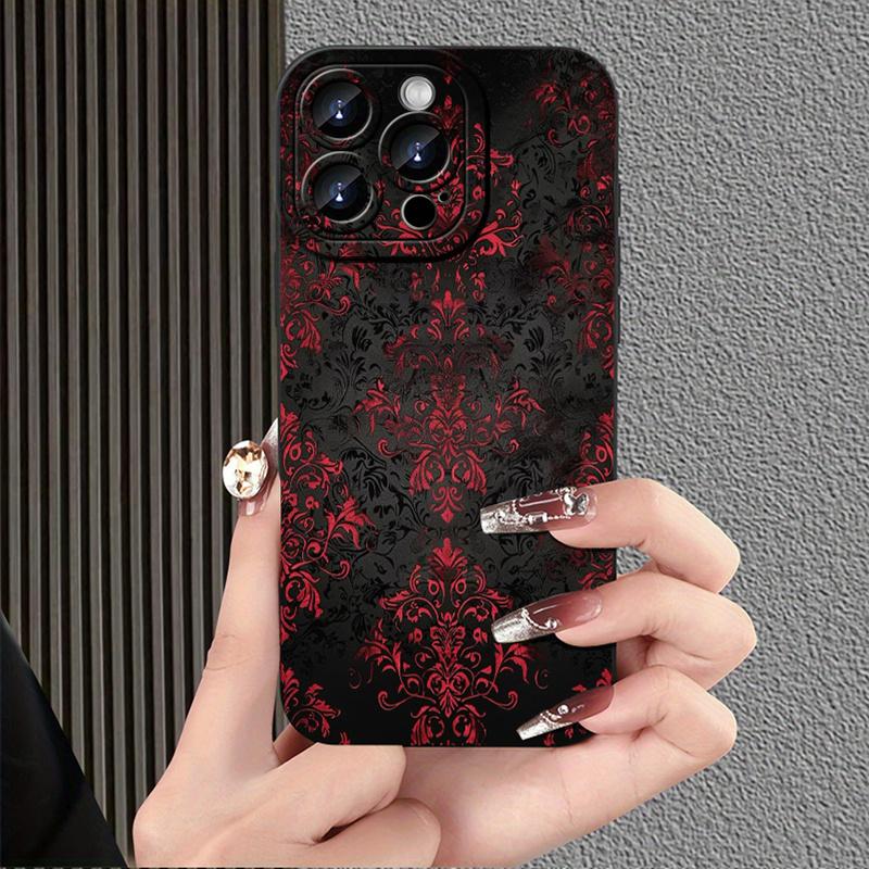Красный и черный чехол для телефона в готическом стиле, подходящий для iPhone 17 16 15 14 13 12 11 Pro/Max/Plus, противоударная задняя крышка