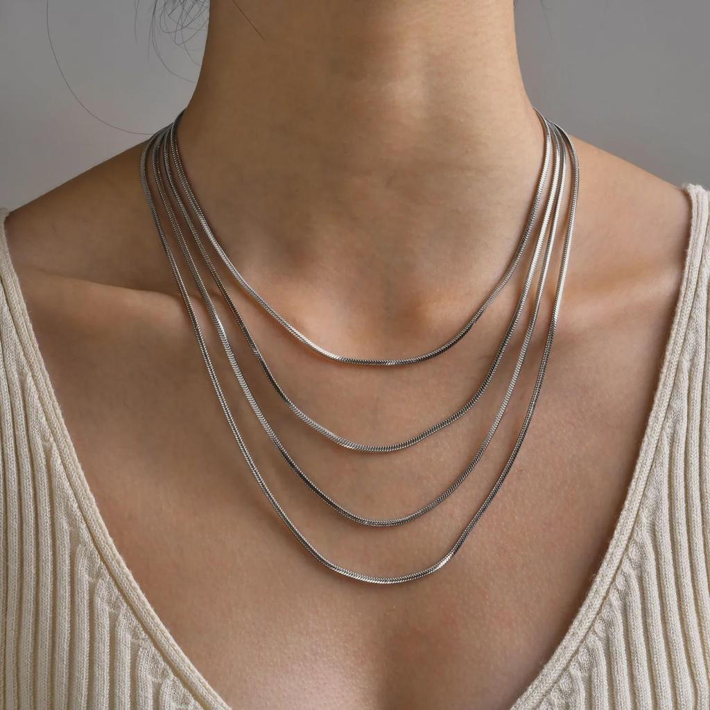 Мужское золотое ожерелье из нержавеющей стали в виде квадратной змеи, европейский и американский стиль - NC-1315