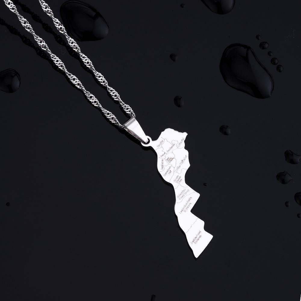 Модное ретро этническое ожерелье с картой Марокко - Ювелирные изделия из нержавеющей стали