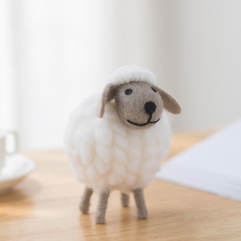 Wool Holiday Christmas Felt Sheep Figurines Party Supplies Statue Miniature Home Decoration