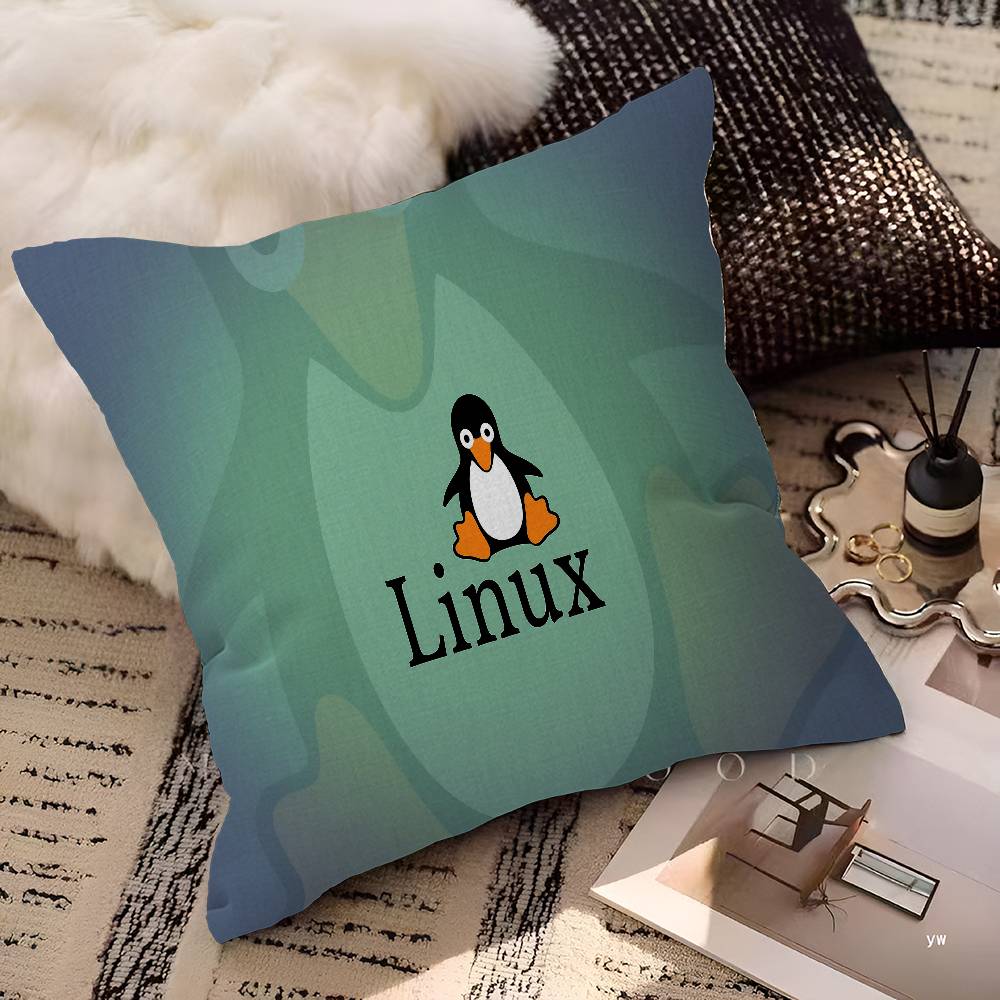 Подушка с принтом пингвина Tux из операционной системы Linux. Наволочка для спальни и гостиной. Декоративная наволочка для дивана.