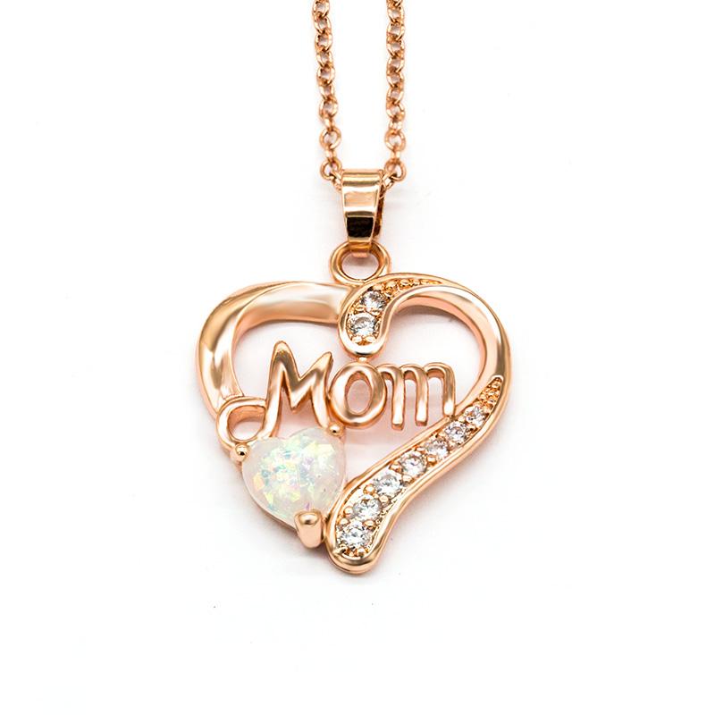 Mother's Day Necklace for Mom Luxury Trendy Craved Pendant Necklace Pink Flower Aesthetic Neck Accessories Love Jewelry