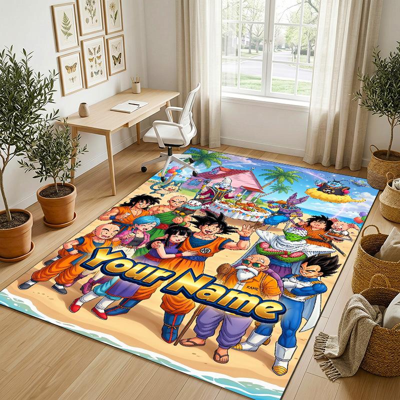Personalized Crystal Velvet Carpet,Dragon Ball Custom Printed Name, Plush Area Rug For Home Indoor Decor