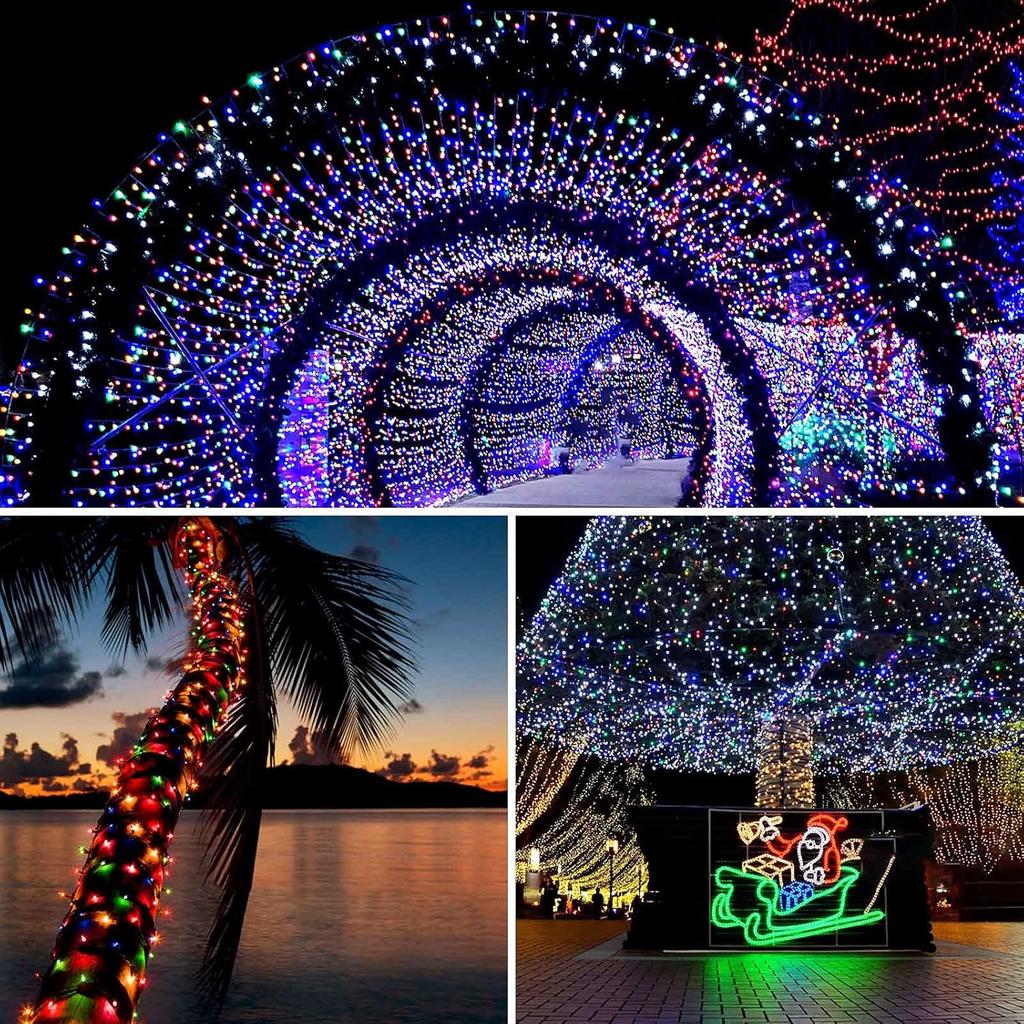 Multicolor Super-Long 2-Pack Each 85FT Solar String Lights Outdoor, Waterproof Green Wire 8 Lighting Modes 480 LED Solar Christmas Lights for Garden