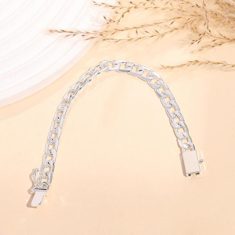 , модная бижутерия, посеребренный персонализированный мужской браслет высокого класса с боковой квадратной пряжкой, популярные мужские модели