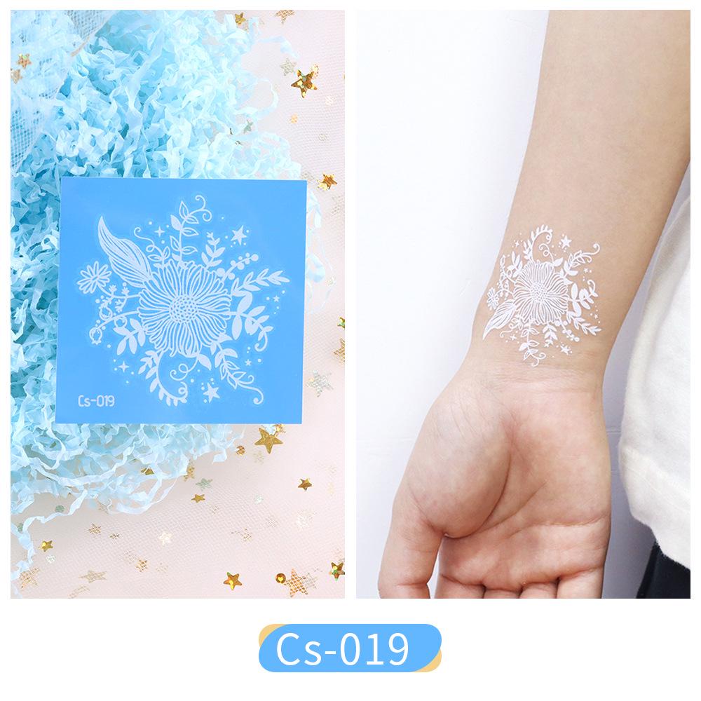 Trendy White Flower Temporary Tattoo Stickers for Face & Arm