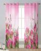 Flowers Butterfly Rose Sheer Curtains for Living Room Decoration Window Curtains for Kitchen Tulle Voile Organza Curtains