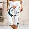 Stretch Plus Size Womens Seven Quarter Slim Trousers Side Eyelet Webbing Detail For Casual Outing Wear