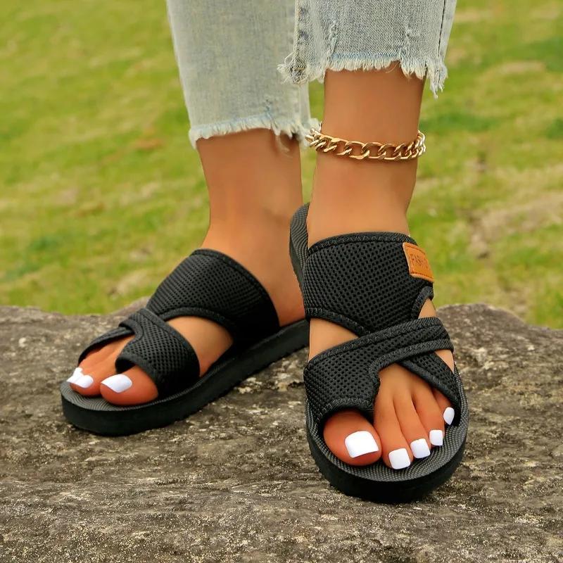 Fashion Ladies Shoes 2025 Fashion Pinch Toe Women's Slippers New Air Mesh Daily Slippers Women Summer Plus Size Flat Slippers Zapatos