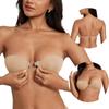 Front Closure Strapless Bra with Clear Strap Underwire Low Plunge Bra