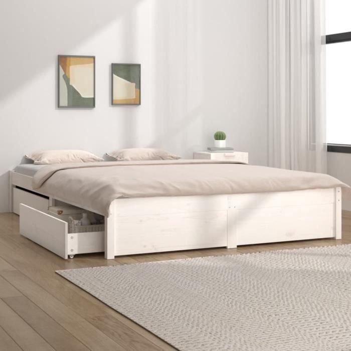 VidaXL Cadre de lit avec tiroirs Blanc 140x190 cm 3103504