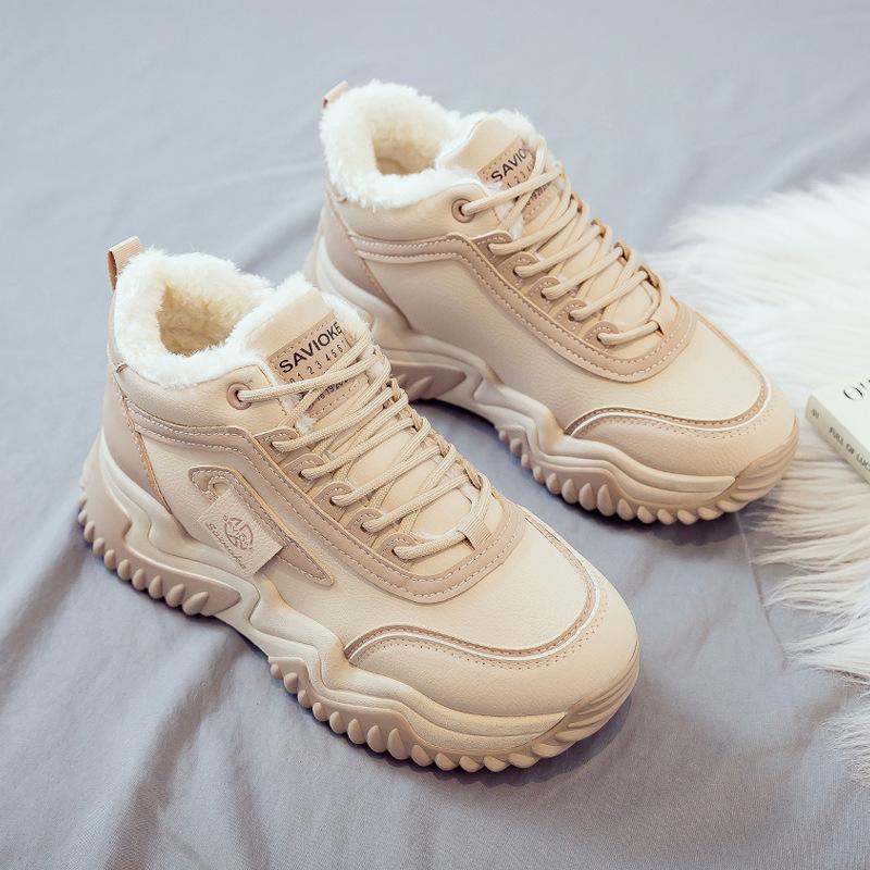 Хлопковые кроссовки с высоким верхом для женщин Зимние Новые Универсальные Спортивные Вулканизированные Повседневные Кроссовки для Папы Платформа Де Мухер