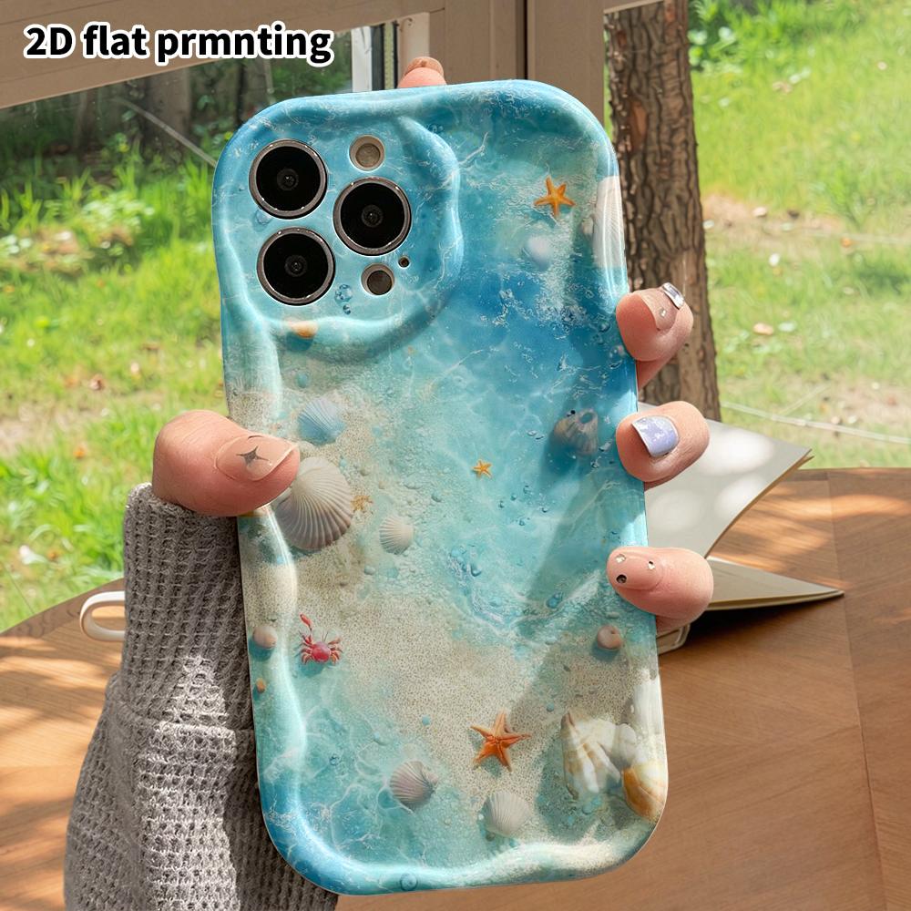 Phone case: 2D flat, compatible with iPhone 12Pro, 13, 14, 15, 16, 17, 18 protective case, phone decoration, clear shallow sea, perfect gift for Chris
