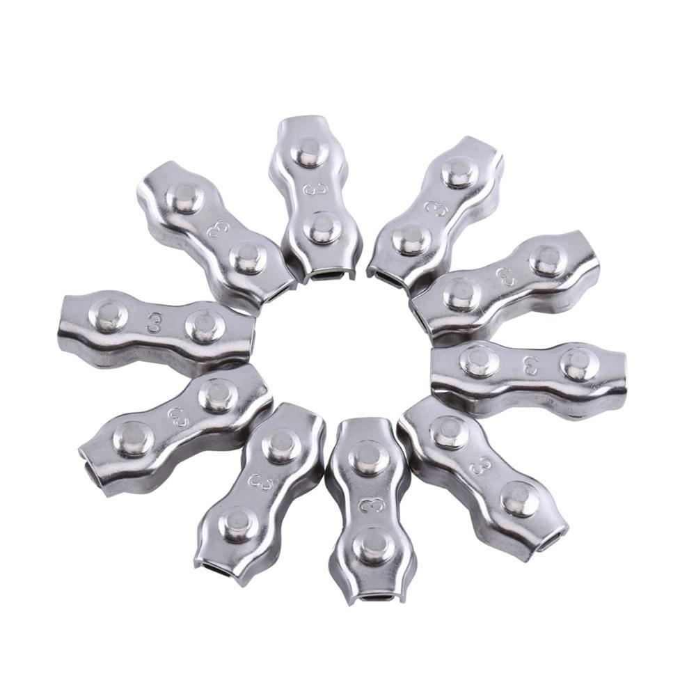 10pcs Stainless Steel M3 Duplex Clips Sturdy Design Wire Rope Clips Cable Management
