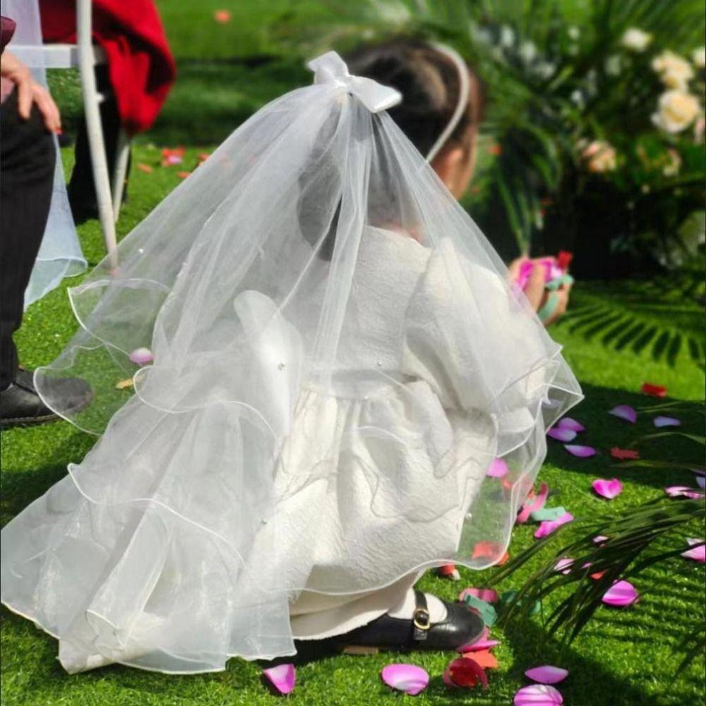 Flower Marry Veil Pearl Wedding Gauze Simple Bride Head Gauze Women