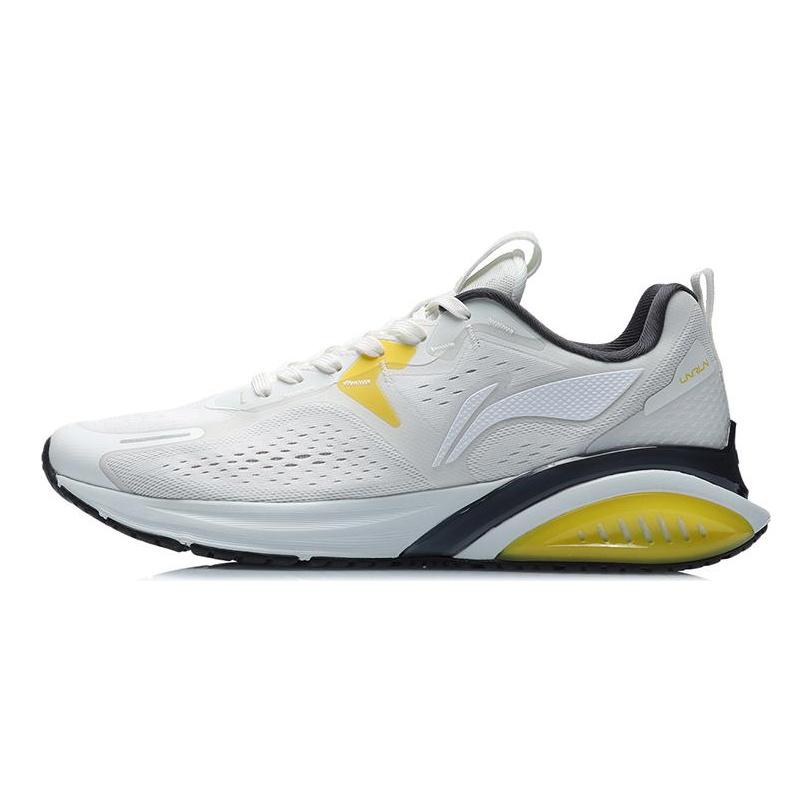 Li Ning Амортизирующие Нескользящие Износостойкие Низкие Беговые Кроссовки Унисекс Серый Желтый ARHR049-1