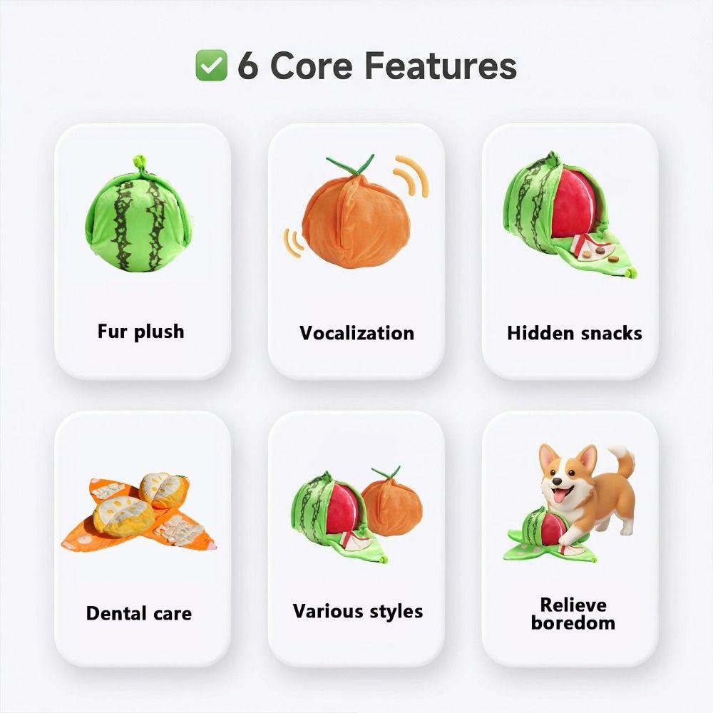 Interactive Seek Plush Dog Toys Watermelon and Orange Shape Dog Pet Toys  Small Medium Dogs