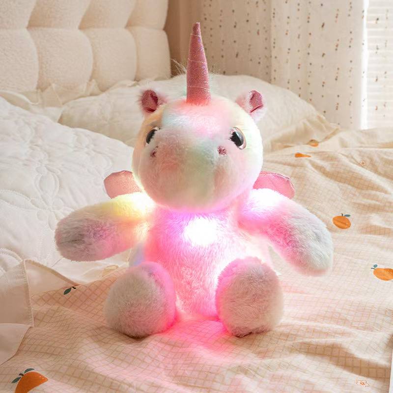 The Latest Luminous Unicorn Horse Kawaii Plush Toy Figurine Doll Cartoon Anime Cute Companion Sleeping Children Gift Doll