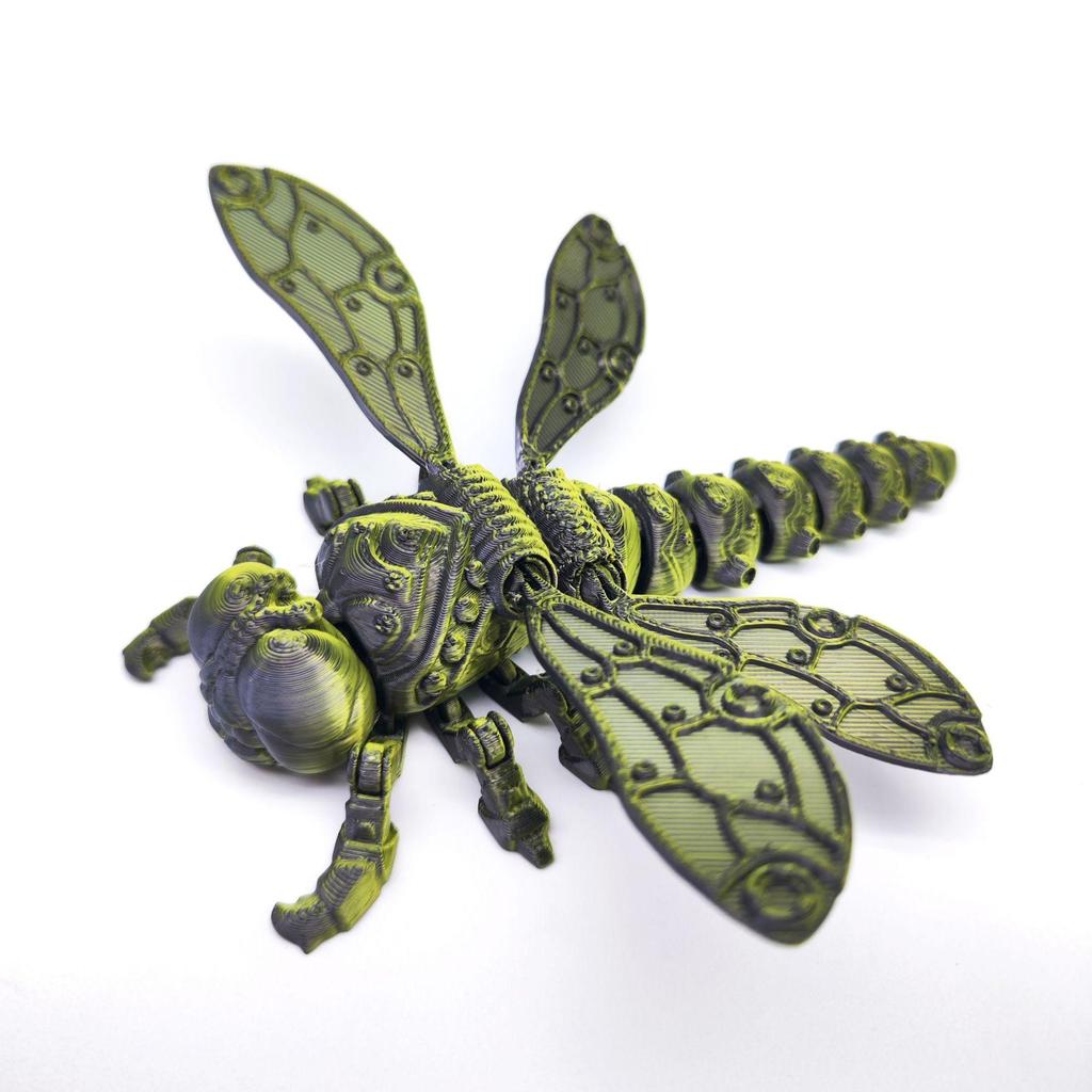 Articulated Dragonfly Figure with Movable Wings - Transformable and Realistic 3D Printed Toy Ornament Gift